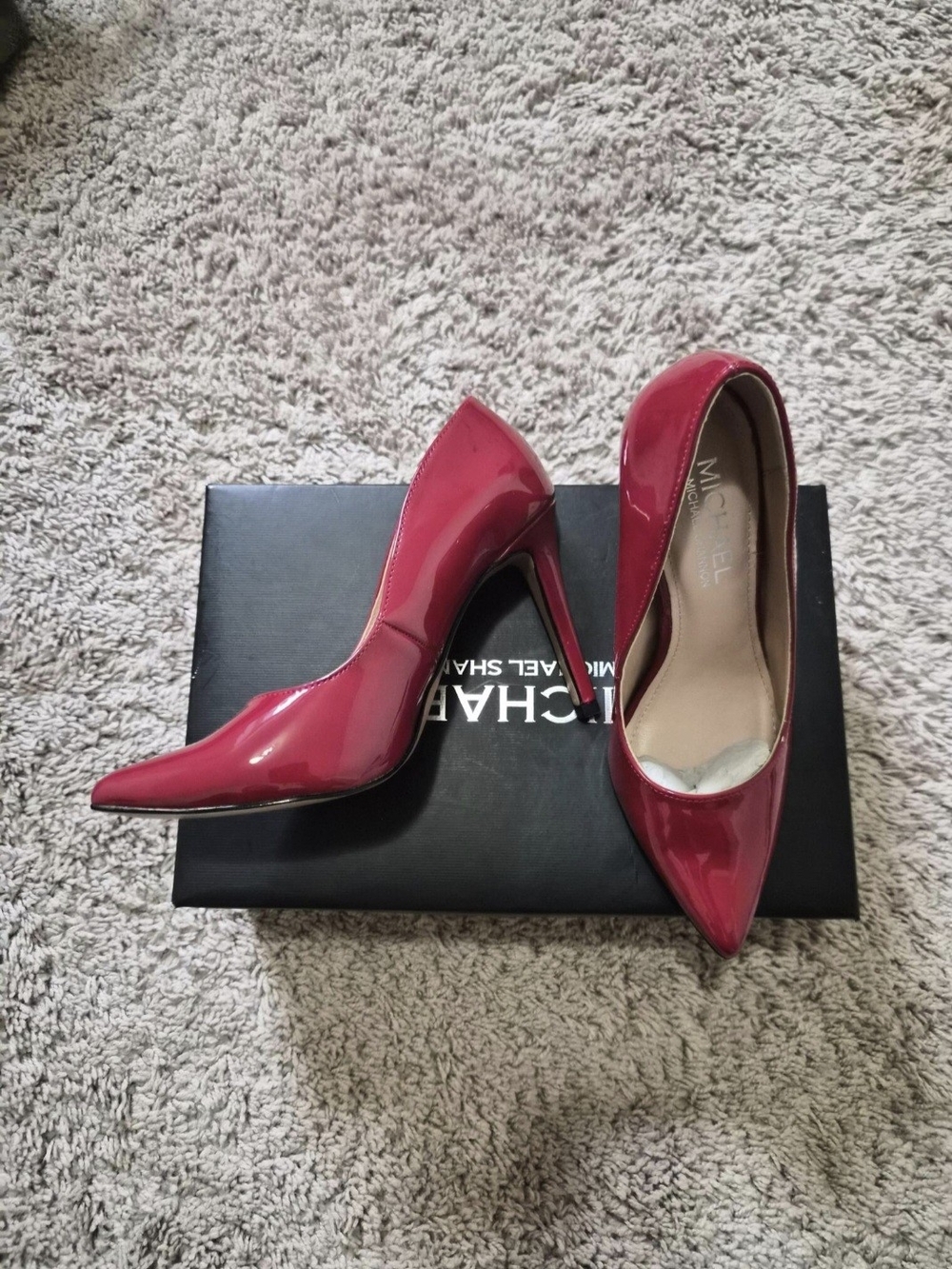 Michael Shannon Fuchsia Patent Pointed-Toe Stiletto Pumps
